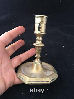 Louis XIV Antique French 17th Century Small Bronze Candle Candle Holder