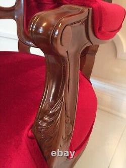Louis XV 19TH Century Restored Antique Sofa Hand Carved Cedar Velvet Parlor Set