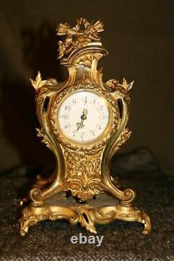 Louis XV Antique French Ormolu Gilt Bronze Clock
