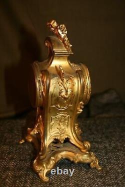 Louis XV Antique French Ormolu Gilt Bronze Clock