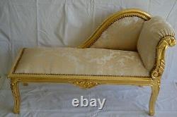 Louis XV Arm Chair French Style Bench Vintage Furniture Gold White Satin