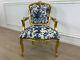Louis Xv Arm Chair French Style Chair Vintage Blue And White Gold Wood