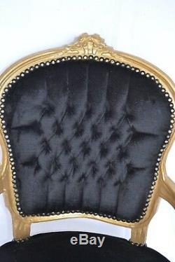 Louis XV Arm Chair French Style Chair Vintage Furniture Black And Gold Wood