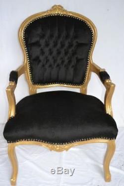 Louis XV Arm Chair French Style Chair Vintage Furniture Black And Gold Wood