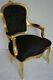 Louis Xv Arm Chair French Style Chair Vintage Furniture Black Velvet Gold Wood