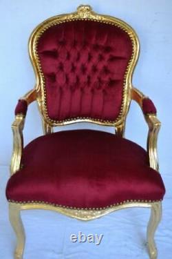 Louis XV Arm Chair French Style Chair Vintage Furniture Burgundi Velvet