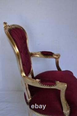 Louis XV Arm Chair French Style Chair Vintage Furniture Burgundi Velvet