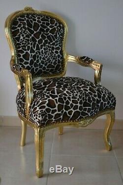 Louis XV Arm Chair French Style Chair Vintage Furniture Giraffe And Gold Wood