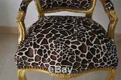 Louis XV Arm Chair French Style Chair Vintage Furniture Giraffe And Gold Wood