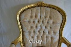 Louis XV Arm Chair French Style Chair Vintage Furniture Gold And White Gold