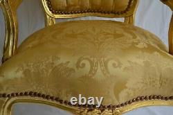 Louis XV Arm Chair French Style Chair Vintage Furniture Gold Satin