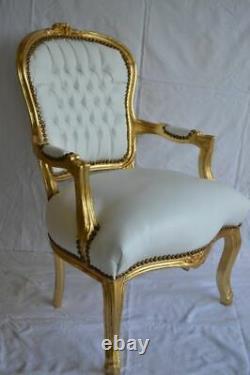Louis XV Arm Chair French Style Chair Vintage Furniture White And Gold Wood