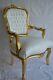 Louis Xv Arm Chair French Style Chair Vintage Furniture White Leather Look Gold