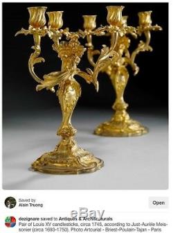 Louis XV Rocaille French Ormolu Gilt Bronze 9 Candlesticks /France c. 1870-1920