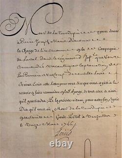 Louis XV Signed Assignment Of Lieutenant Dianoux In The Company Of Laval 1756