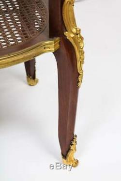 Louis XV Style French Ormolu-Mounted Mahogany Table with Marble Top, circa 1880