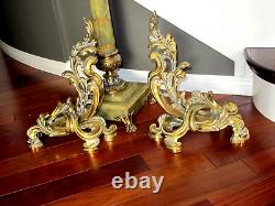Louis XV style French Chenêts-Brass / Bronze Andirons Fire Dogs 19th Century