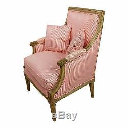 Louis XVI 18th century Child Bergere Chair withPink pinstriped Upholstery