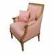 Louis Xvi 18th Century Child Bergere Chair Withpink Pinstriped Upholstery