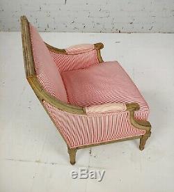 Louis XVI 18th century Child Bergere Chair withPink pinstriped Upholstery