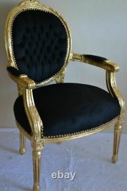 Louis XVI Arm Chair French Style Chair Vintage Furniture Black And Gold