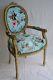 Louis Xvi Arm Chair French Style Chair Vintage Furniture Blue With Flowers