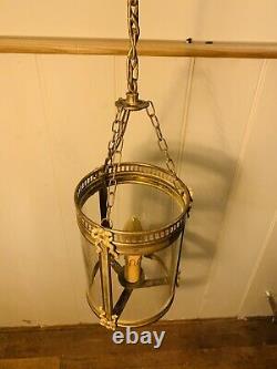 Louis XVI Bronze & Glass French Empire Lantern, Antique Hall Light
