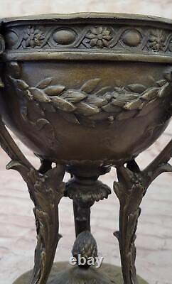 Louis XVI Hot Cast Bronze Urn Sculpture Decor Antique Style on Marble Base