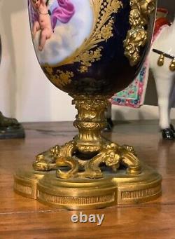 Louis XVI Late 19th Century French Painted Porcelain & Gilt Bronze Figural Vase