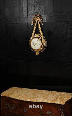 Louis XVI Ormolu and Bronze Antique French Cartel Wall Clock