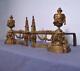 Louis Xvi Style French Antique Gilt Bronze Andirons/fireplace Chenet With Lions