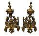 Louis Xvi Style French Antique Golden Brass Andirons / Fireplace Chenet