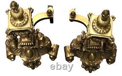 Louis XVI Style French Antique Golden Brass Andirons / Fireplace Chenet