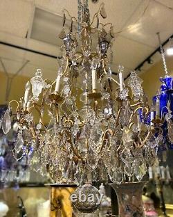 Louis XVI Style Gilt Bronze and Crystal 12-Light Chandelier