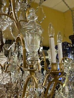Louis XVI Style Gilt Bronze and Crystal 12-Light Chandelier