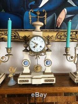 Louis Xvi French Marble Clock Wedgwood