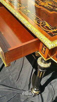 Louis phillippe ormolu desk marquetry gold gild ebonized wood french 19th