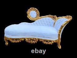 Lounge Sofa French Louis XVI White Gold Leaf Antique Style Beech Frame 1980s