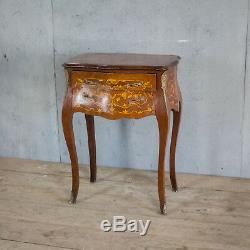 Lovely French Antique Side Table With Bronze, Bedside, Louis XV, Rare, Inlaid