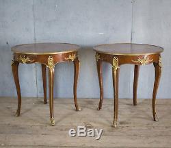 Lovely Pair X2 French Antique Side Tables With Bronze, Bedside, Louis XV