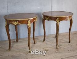 Lovely Pair X2 French Antique Side Tables With Bronze, Bedside, Louis XV