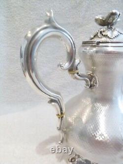 Magnificent 1880 French 950 guilloche silver coffee pot Louis XVI st Debain