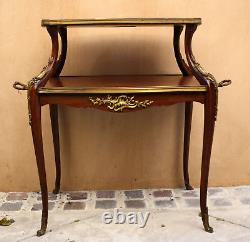 Magnificent 19c French Etagere Wooden Inlaid Bronze Table
