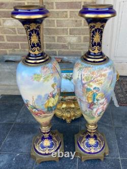 Majestic 19th Century French Louis XVI Sevres Porcelain Vases