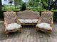 Majestic French Louis Xvi Sofa Set In Luxe Tan Velvet Antique Luxury