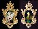 Marie Antoinette And Louis Xvi (green) In Baroque Frame. French Royal Wall Decor