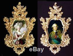 Marie Antoinette and Louis XVI (green) in Baroque frame. French Royal Wall decor