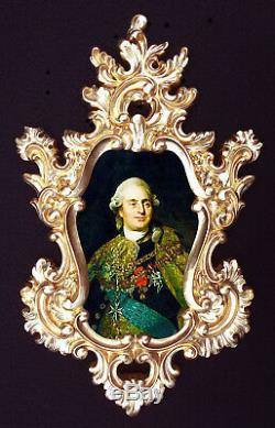Marie Antoinette and Louis XVI (green) in Baroque frame. French Royal Wall decor