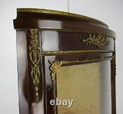 Marquetry Display Case Cabinet Inlay Brass trims French Antique 1920s Stunning