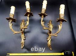 Massive Pair Of French Bronze Wall Lamps Sconces Louis XV Style